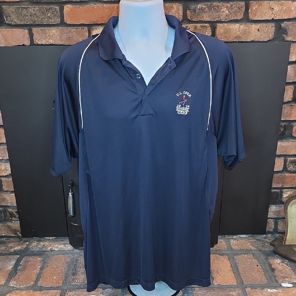 Vintage adidas Men's Dark Blue Polo Shirt, Bethpage Black Golf Shirt, Large